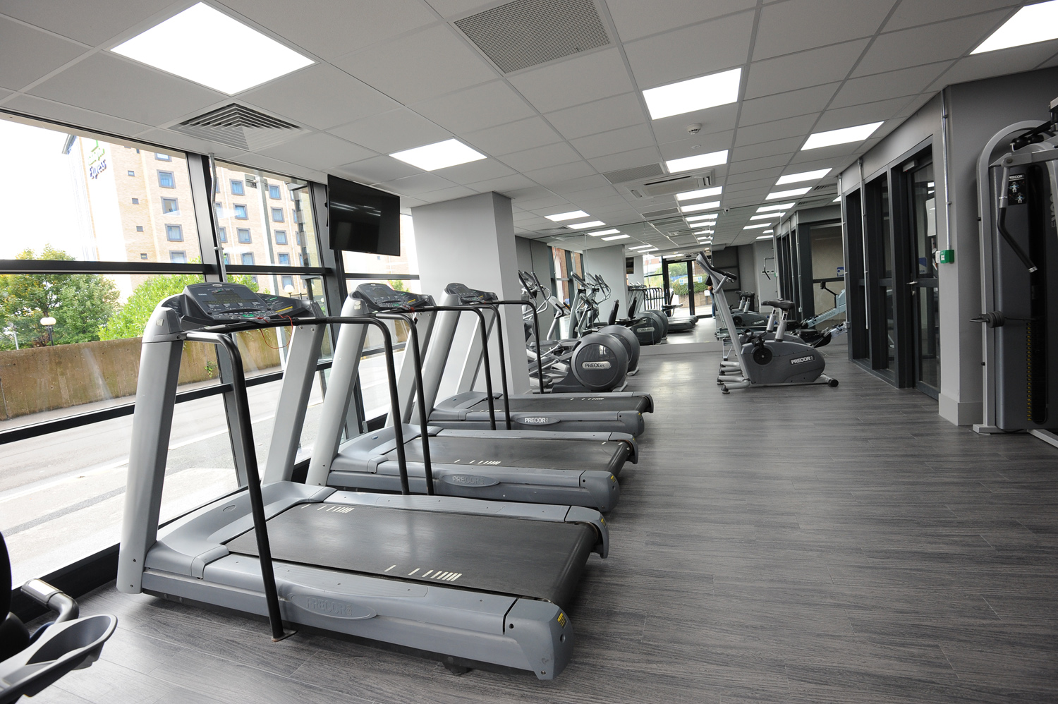 Gym space with treadmills