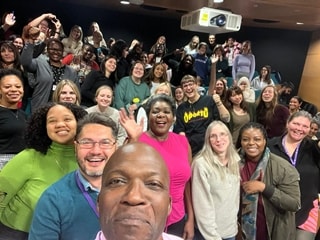 Odeth Richardson with Leeds Beckett University occupational therapy students