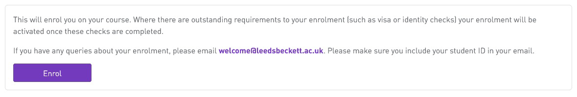 Example of the 'Enrol' button in the online enrolment system