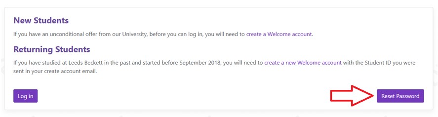 Example of the reset password button