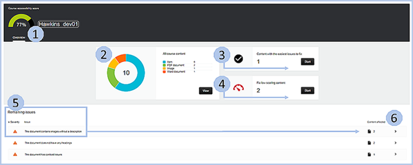 Picture showing Ally course report and issues