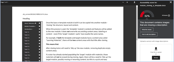 Picture showing Ally improvement wizard