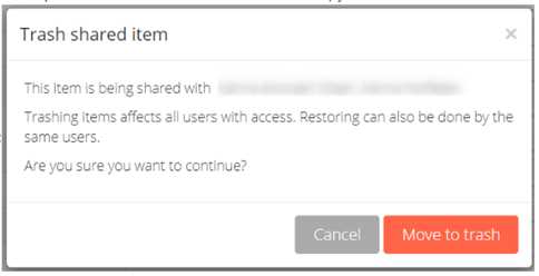 item is shared system message
