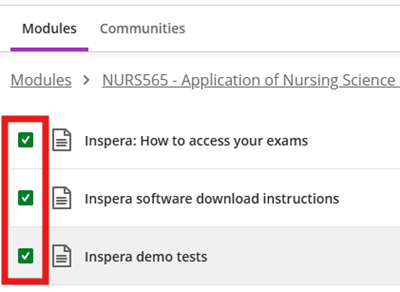 Copy content selection menu