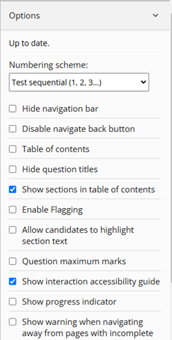 Design settings panel
