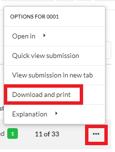 download and print submissions menu
