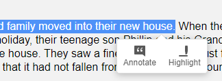 highlighted text and annotate button