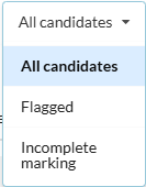 Candidate filter menu