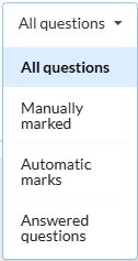 Questions filter options