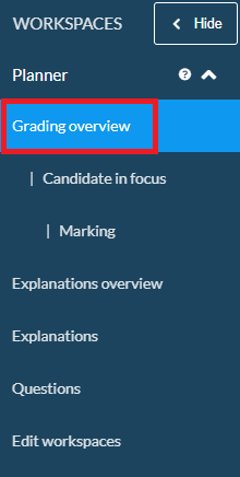 Grading overview menu