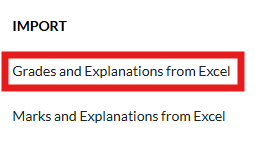 Import grades and explanations from excel