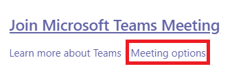 Meeting options link