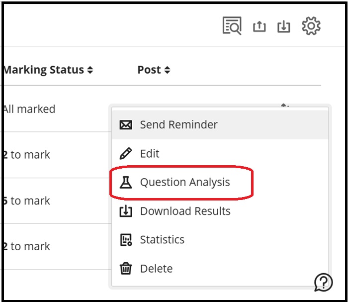 analytics run quest analysis report from Grade ctr 5f