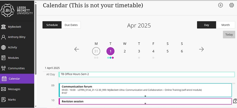 calendar institution view all mods 18