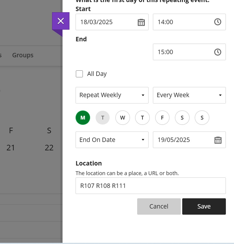 calendar mod sched examp 10