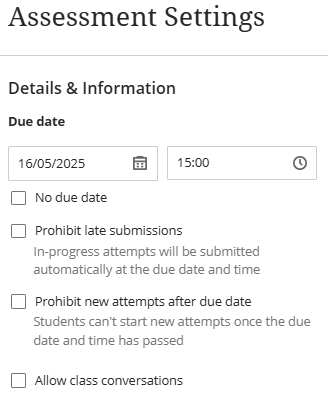 Details and information settings