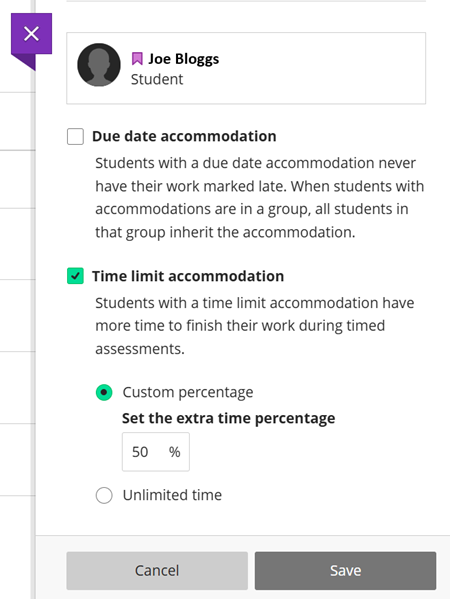 Set individual accommodations