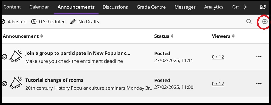 Create Annoucement main tab 1 Jan 2026