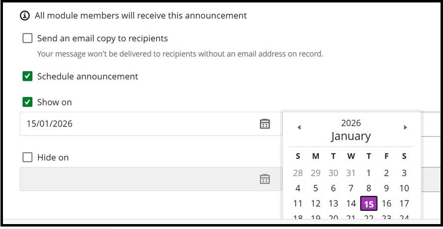 Create Annoucement mess sched 3 Jan 2026