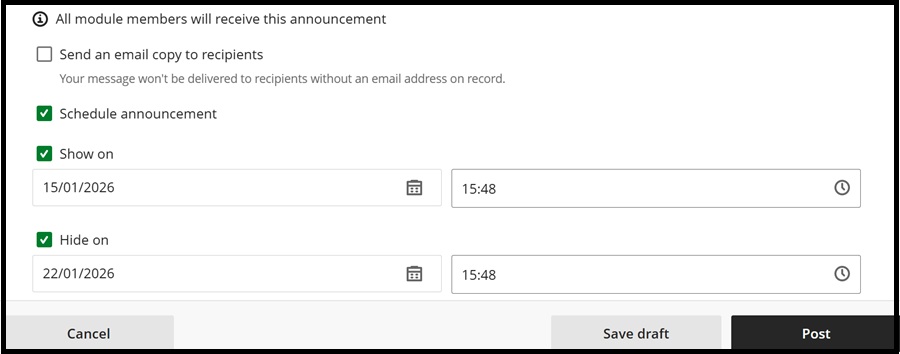 Create Announcement mess sched 4 Jan 2026