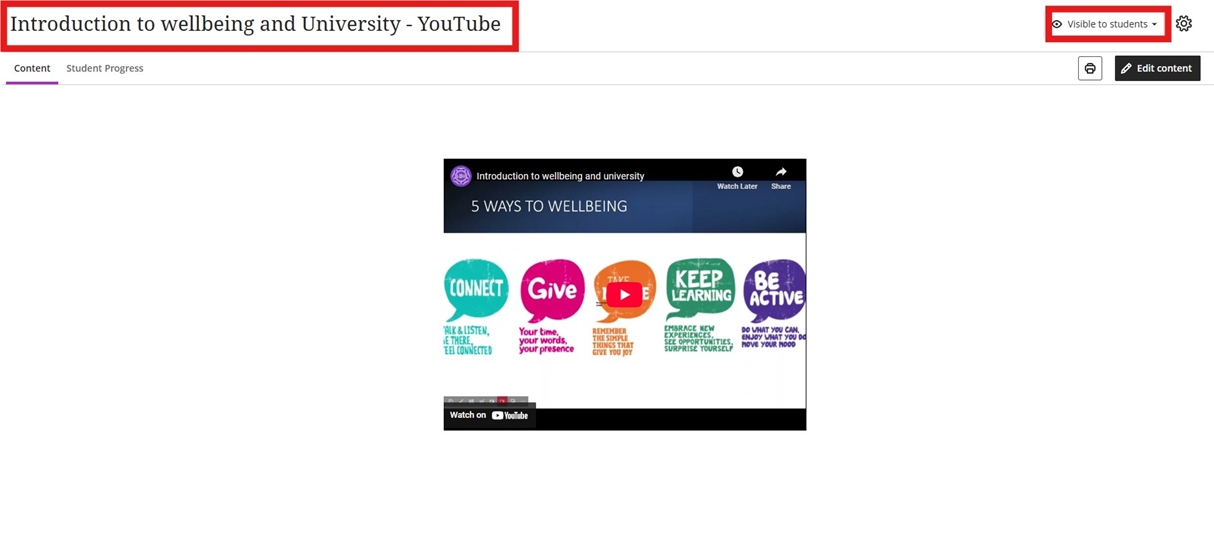 Add YouTube video Rename the document and make visible to students