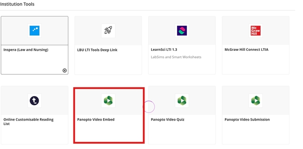 Panopto Video Embed_Other content & Tools