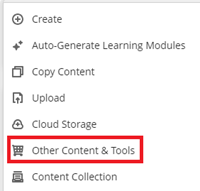 Other content and tools menu
