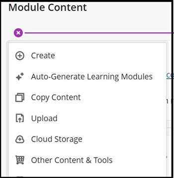 Create menu plus icon