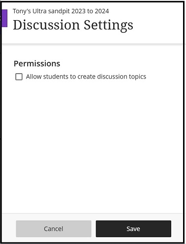 Discussions settings student 16