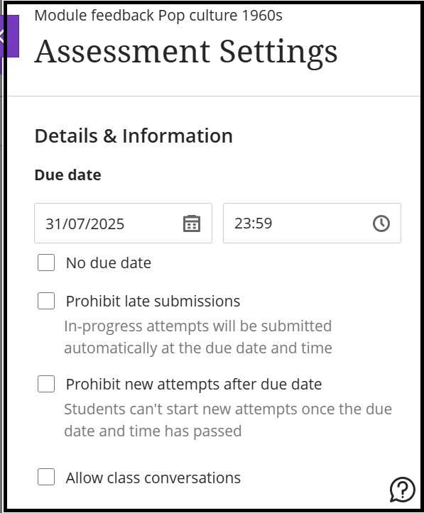 Ultra forms assess settings 6