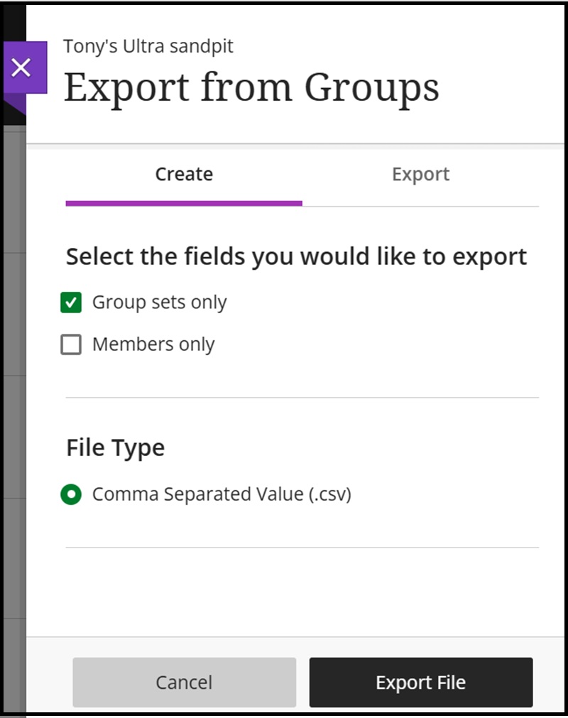 Export grp sets 2