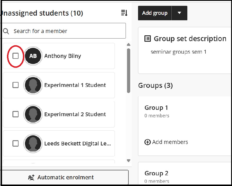 Groups manual assign stu 3e