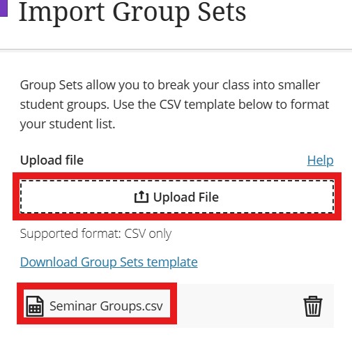 Upload your group set template and select Import