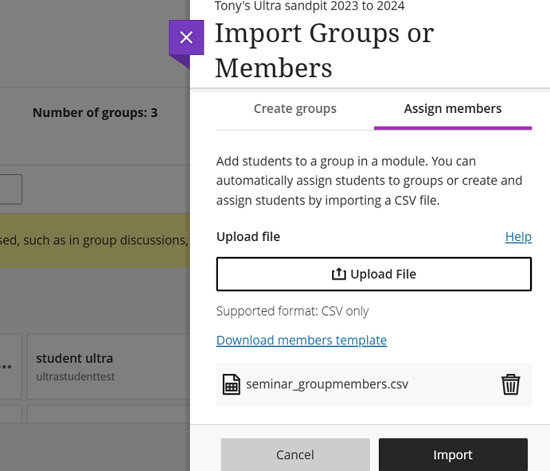 Groups import members 8a