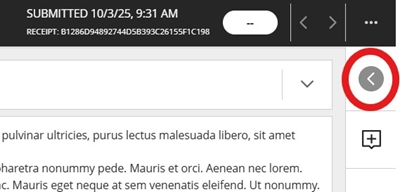 Grade Centre mark student submission and expand the Overall Feedback panel located on the  right-hand side