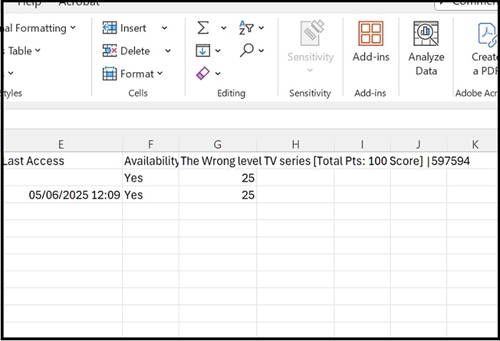 Grade centre down excel RH 37