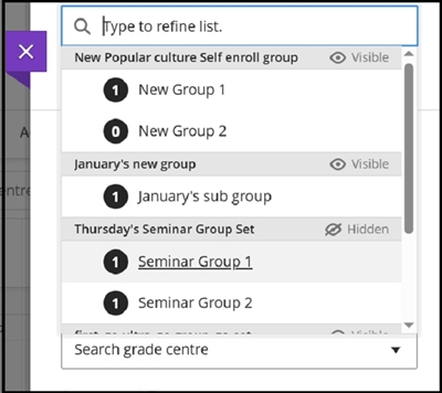 Grade centre Filter expand 29