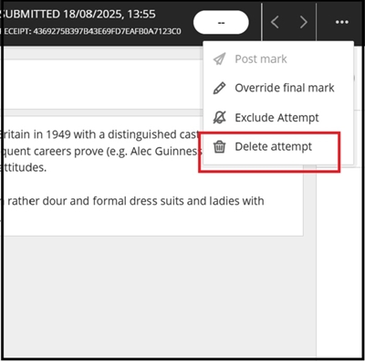 Grade centre Marks view delete attempt 48