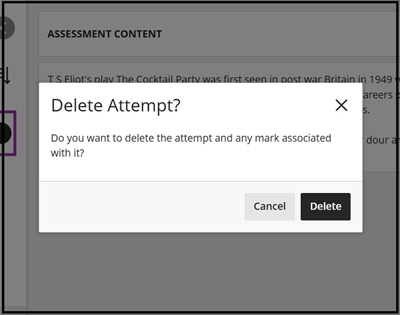 Grade centre Marks view delete attempt 49
