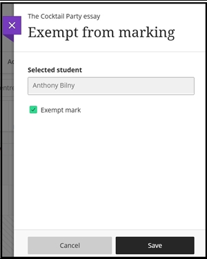 Grade centre Marks view exempt mark 46