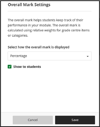 Grade centre overall mark weight marks tab set 62