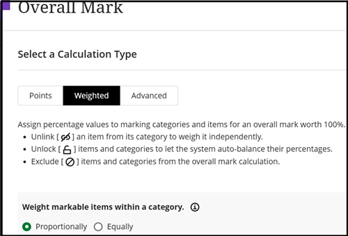 Grade centre overall mark weight set calc 59