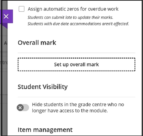 Grade centre overall mark weight tot 56