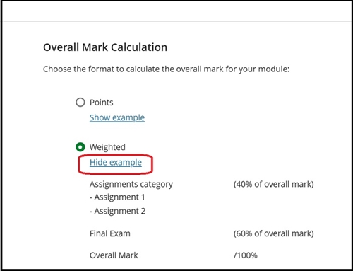 Grade centre overall mark weight tot 57