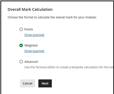 Grade centre overall mark weight tot 58