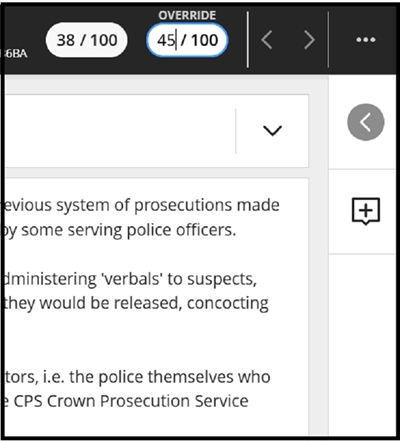 Grade centre overide mark 20