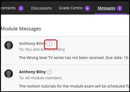 grade centre student message tab 2