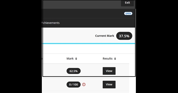 grade centre student view RH 3