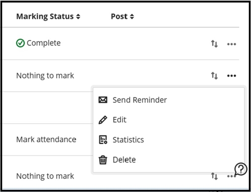 Grade centre students tab send reminder 1f