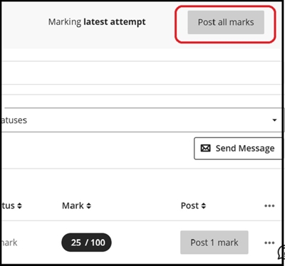 Grade centre submiss post marks 18